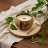 4" Ivory Coconut And Hibiscus Scented Candle In Brown Coconut Shell Holder