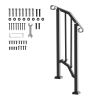 Handrails for Outdoor Steps, 1-2 Step Stair Hand Rail Kit, Transitional Carbon Steel Railings with Installation Kit, Stair Rails for Seniors