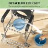 Shower chair, wheelchair, transportation chair, medical roll chair, toilet seat, black