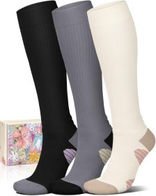 4 Pairs Compression Socks for Women Circulation-Best Support for Nurses,Running,Athletic,Travel (size: A0-3 Black+white+grey  Small-Medium)
