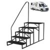 Hot Tub Steps Outdoor, RV Steps with Handrail, Portable RV Stairs 2/3/4/5 Step, Heavy Duty Truck Camper Steps Ladders for Travel Trailers, 5th Wheel