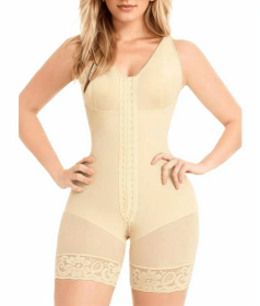 Fajas Colombianas Shapewear for Women Tummy Control Post Surgery Full Body Shaper Butt Lifter with Zipper Crotch skimsbodysuits solleonnewfajascurve e (Color: Beige, size: XXXL)