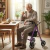 Folding Rollator Walker with Seat for Seniors